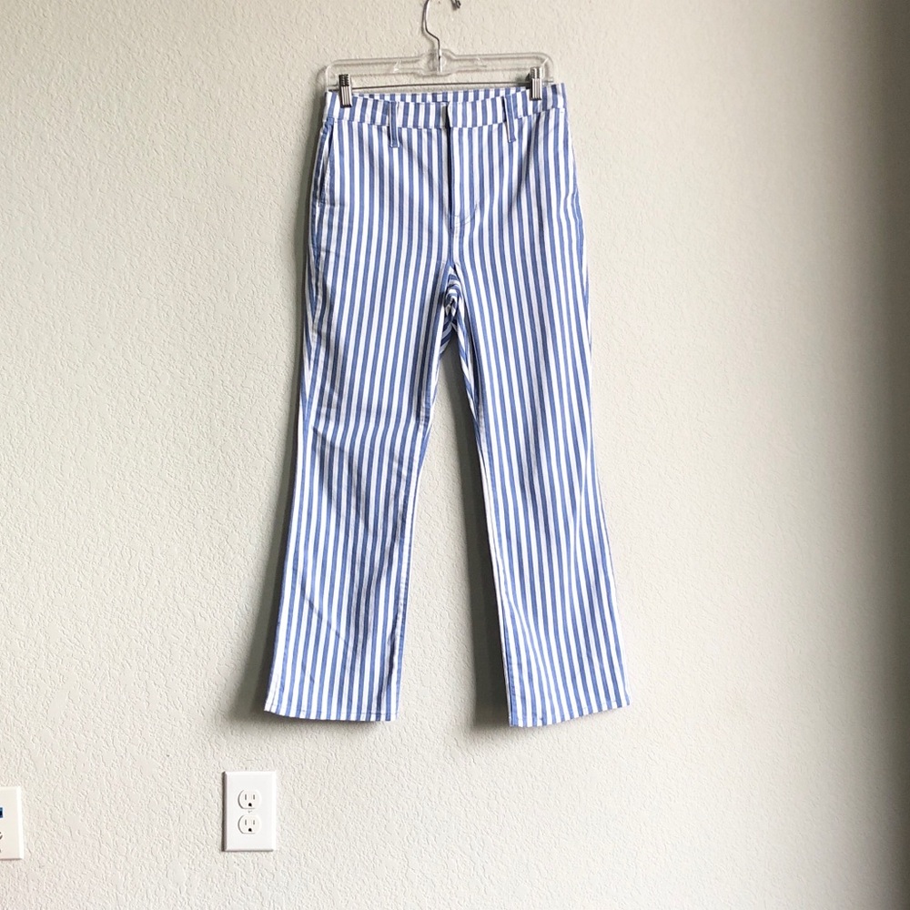 J Crew Slim Demi Boot Chino Pant Blue White Stripe 27 BR186 Sailor Preppy